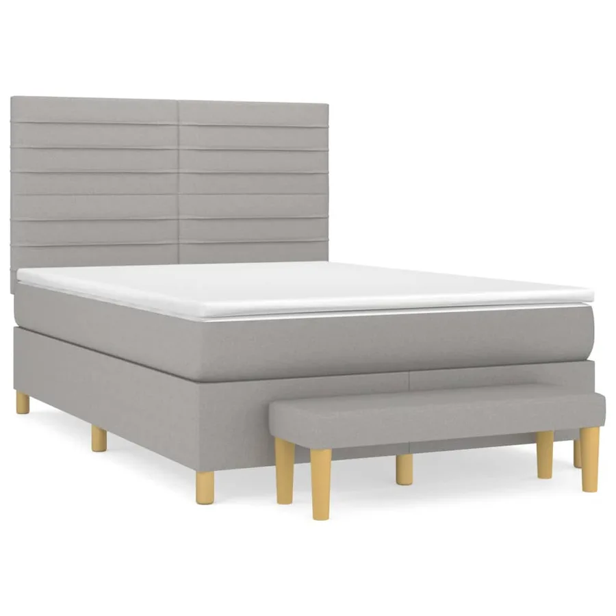 Sommier à lattes de lit avec matelas Gris clair 140x200cm Tissu - 2