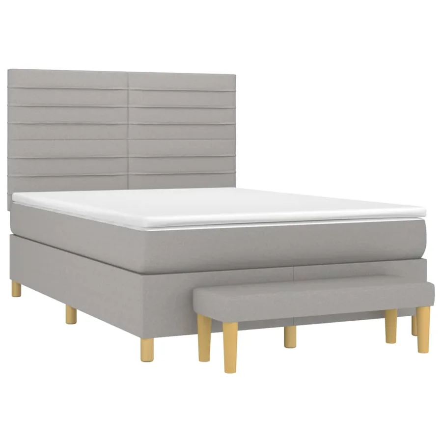 Sommier à lattes de lit avec matelas Gris clair 140x200cm Tissu - 3