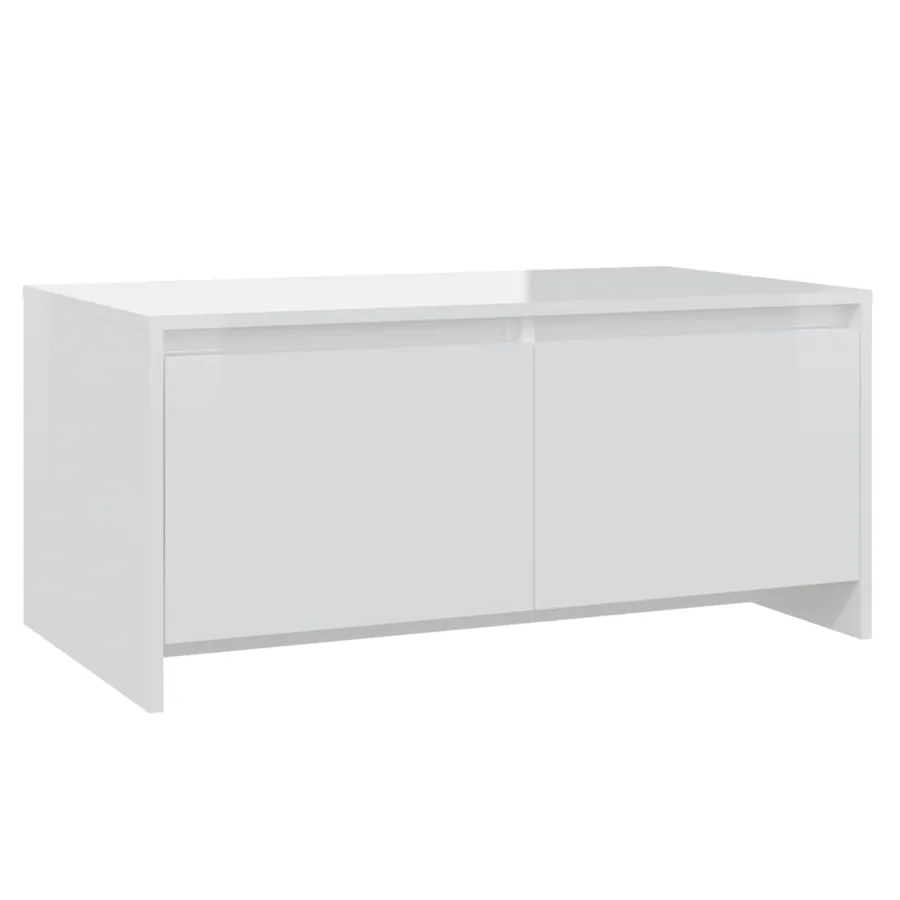 Table basse blanc brillant 90x50x41,5 cm bois d'ingénierie - 2