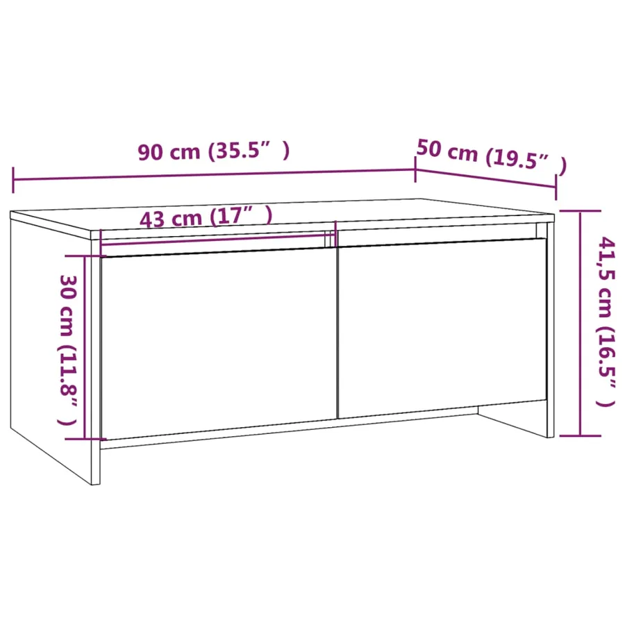 Table basse blanc brillant 90x50x41,5 cm bois d'ingénierie - 8