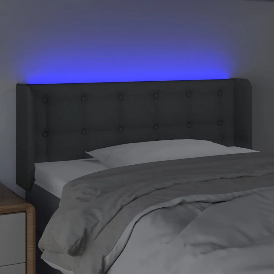 Tête de lit à LED Gris foncé 83x16x78/88 cm Tissu - 4