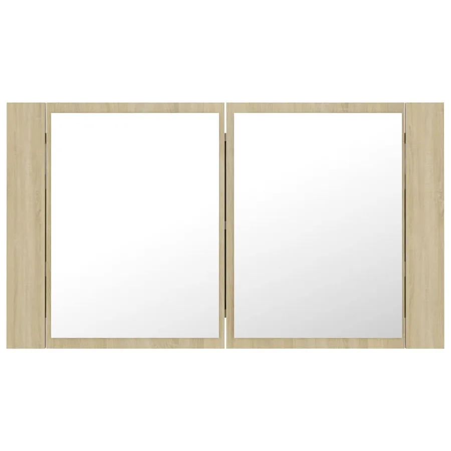 Armoire à miroir à LED de bain Chêne sonoma 80x12x45 Acrylique - 9