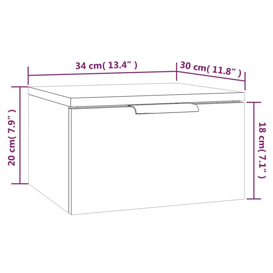 Table de chevet murale Sonoma gris 34x30x20 cm - 8