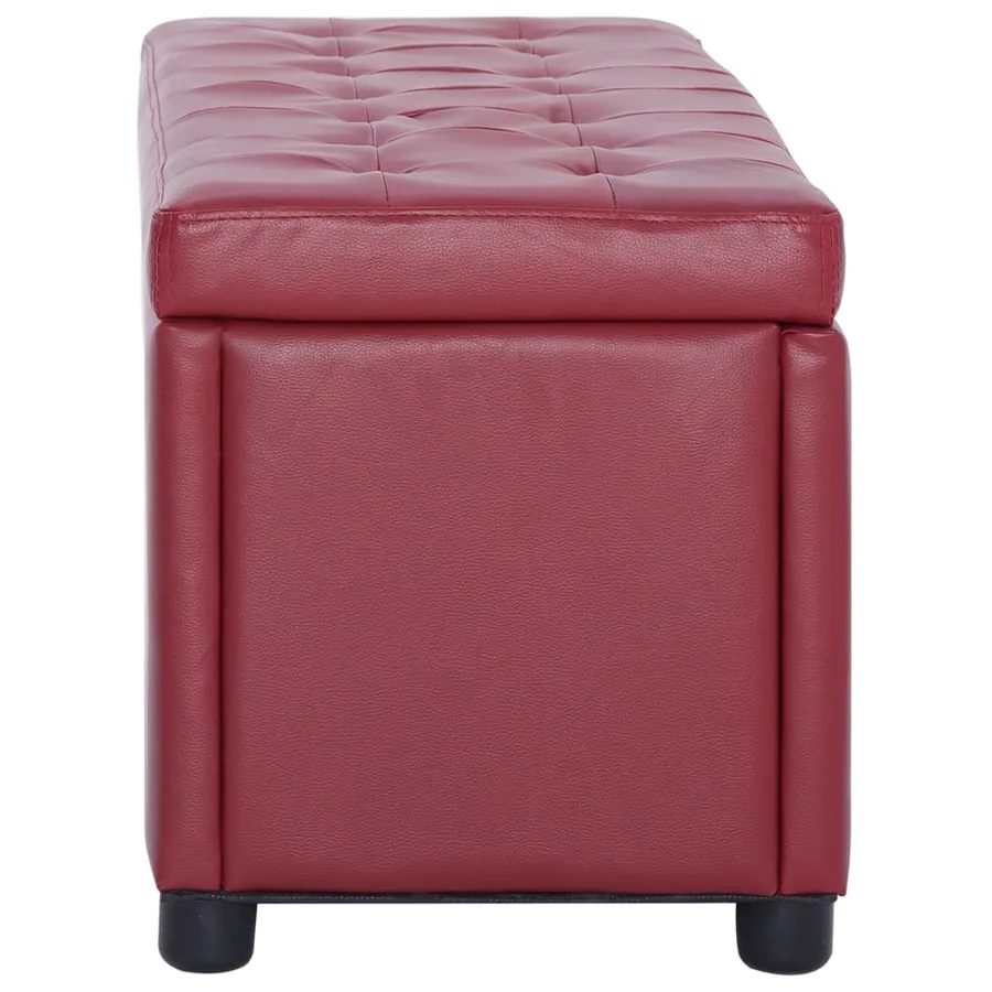 Pouf de rangement 87,5 cm Rouge bordeaux Similicuir - 3