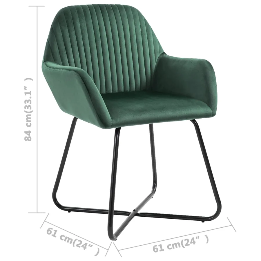 Chaises à manger lot de 6 vert velours - 8