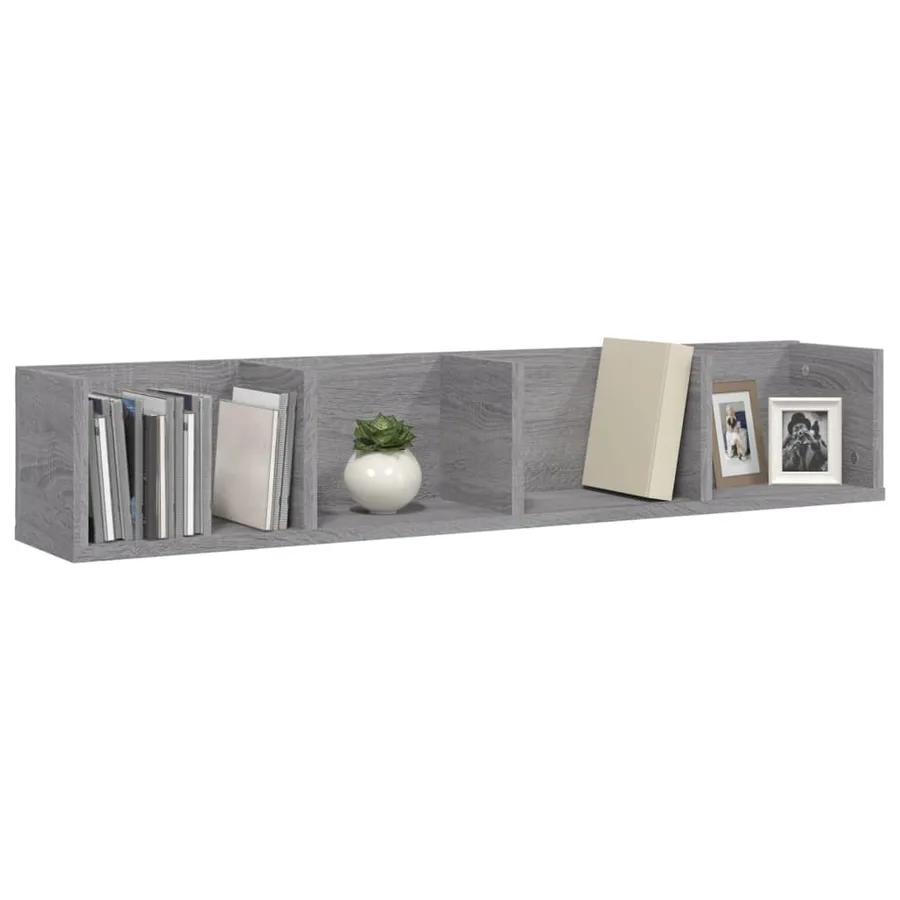 Étagère murale à CD Sonoma gris 100x18x18 cm Bois d'ingénierie - 3