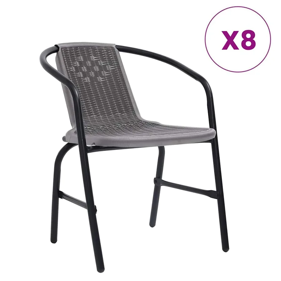 Chaises de jardin lot de 8 Rotin plastique et acier 110 kg - 2