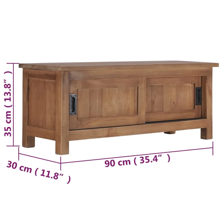 Meuble TV 90x30x35 cm Bois de teck massif - 7