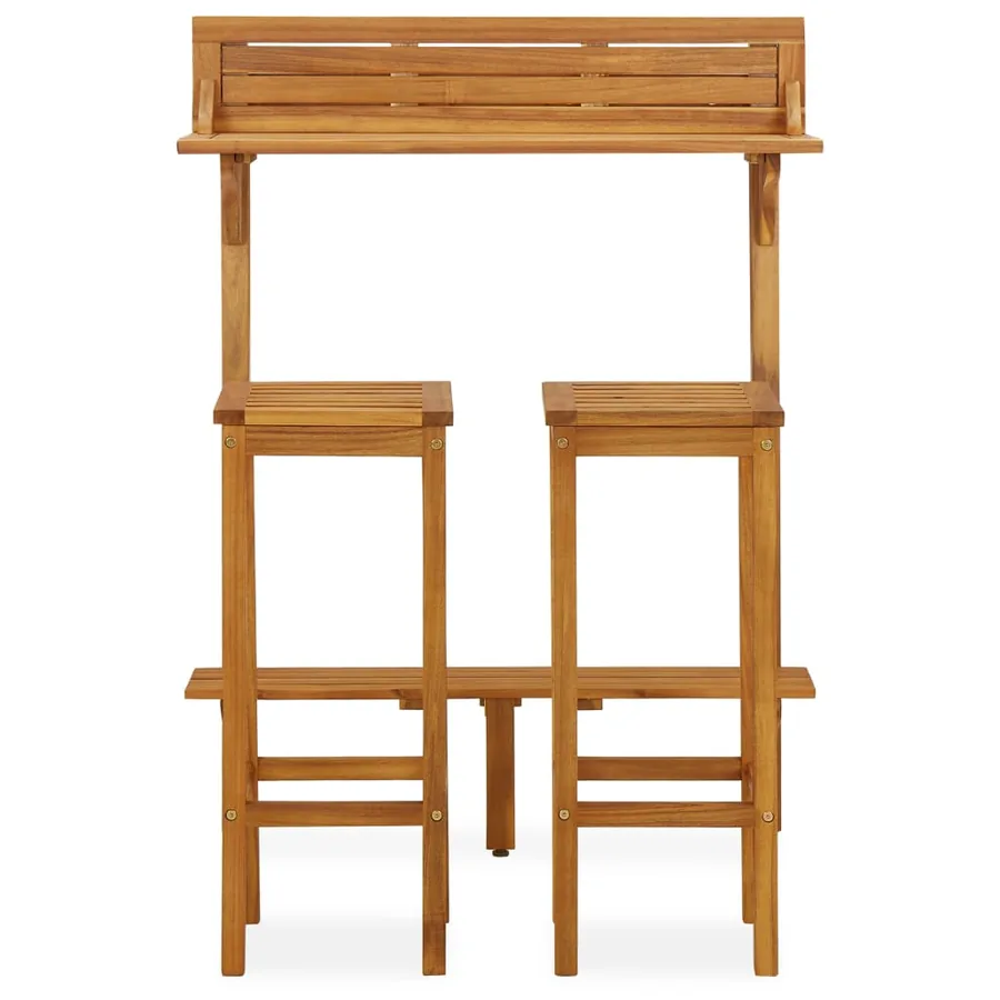 Ensemble de bar de balcon 3 pcs Bois d'acacia solide - 3