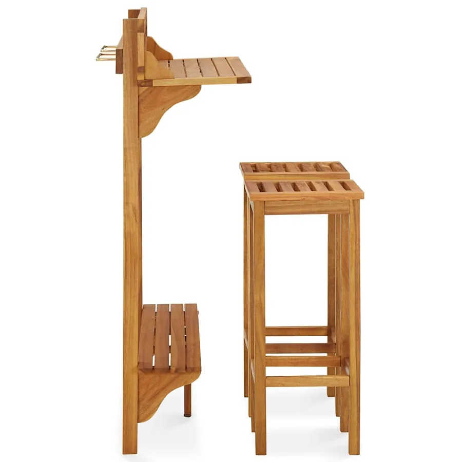 Ensemble de bar de balcon 3 pcs Bois d'acacia solide - 4