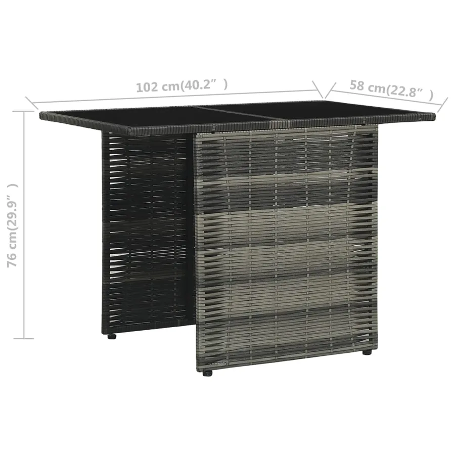 Ensemble de bistro 3 pcs avec coussins Résine tressée Gris - 10