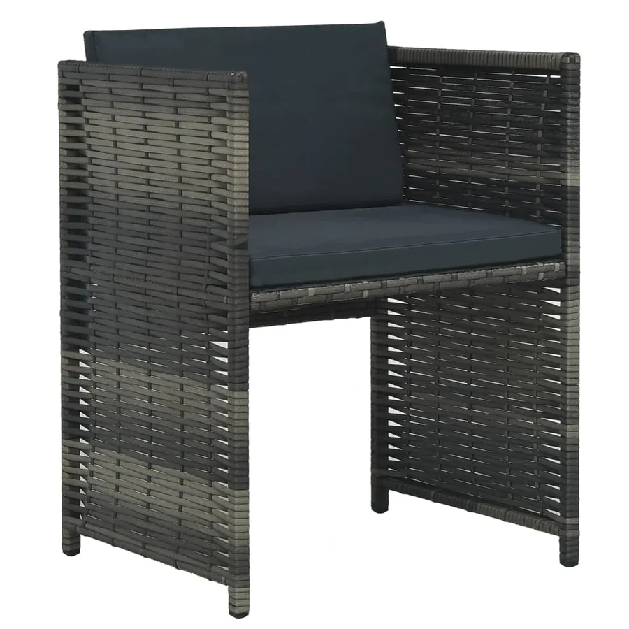 Ensemble de bistro 3 pcs avec coussins Résine tressée Gris - 7
