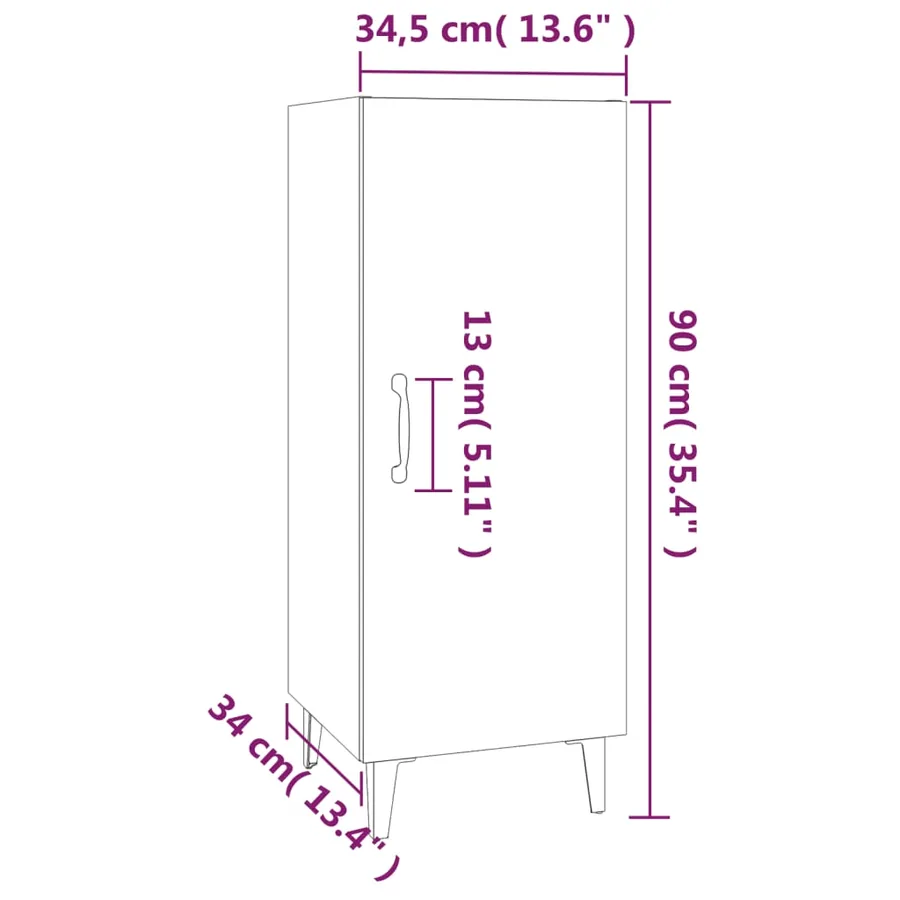 Buffet Blanc 34,5x34x90 cm Bois d'ingénierie - 10