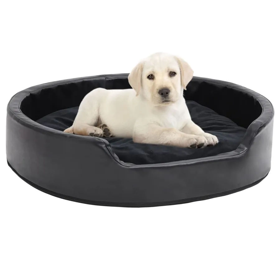Lit pour chiens Noir 79x70x19 cm Peluche et similicuir