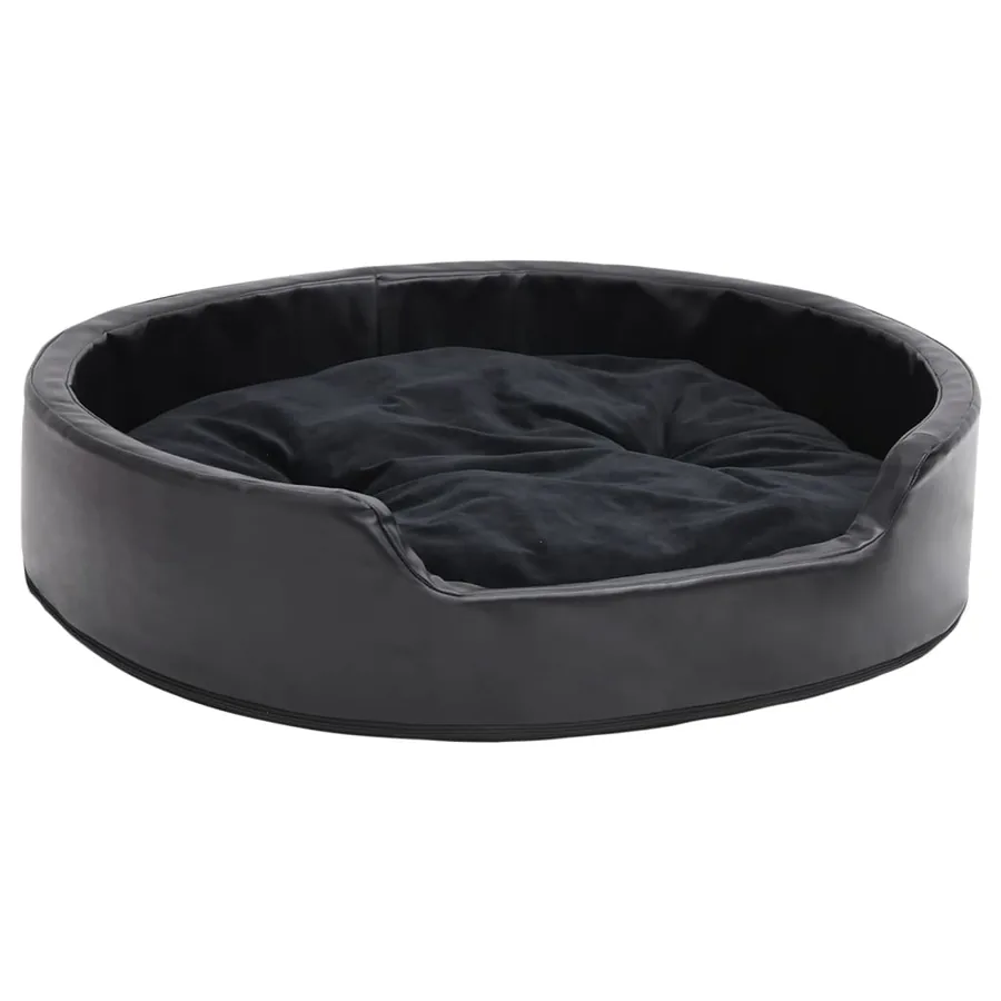 Lit pour chiens Noir 79x70x19 cm Peluche et similicuir - 2