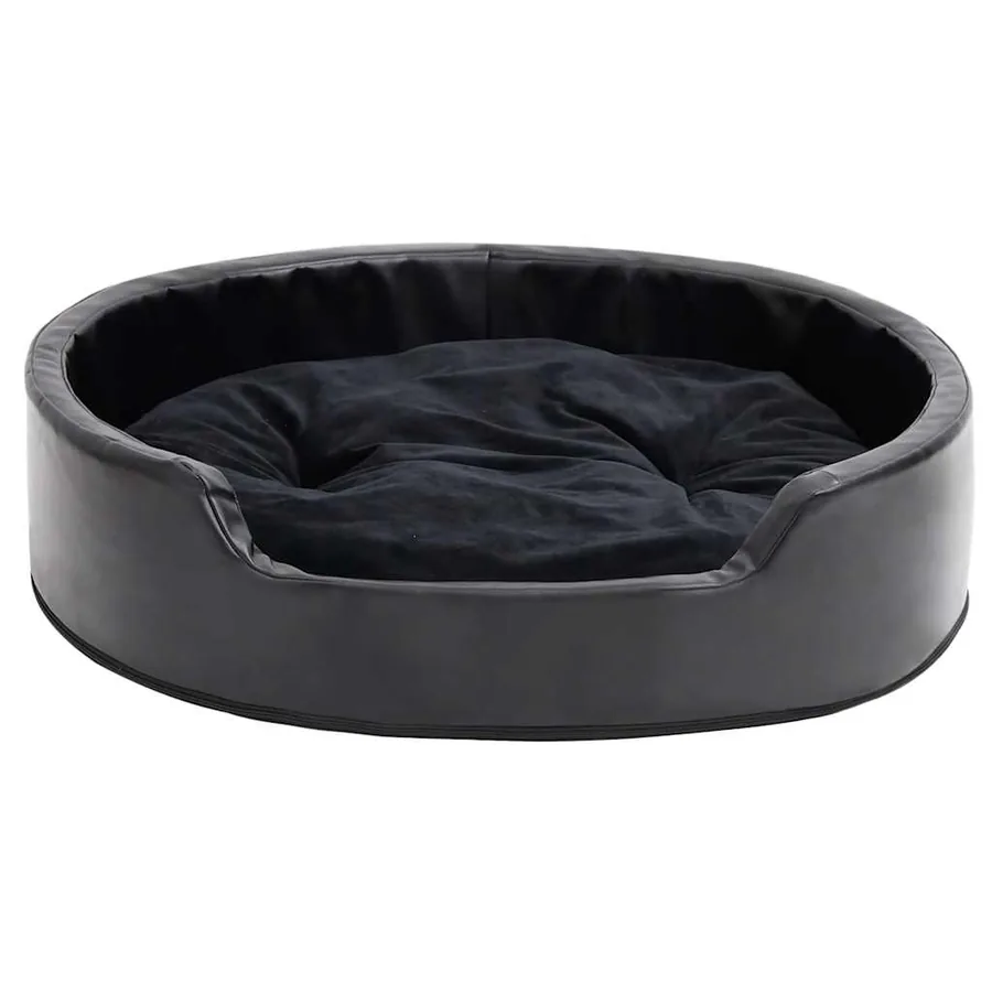 Lit pour chiens Noir 79x70x19 cm Peluche et similicuir - 3