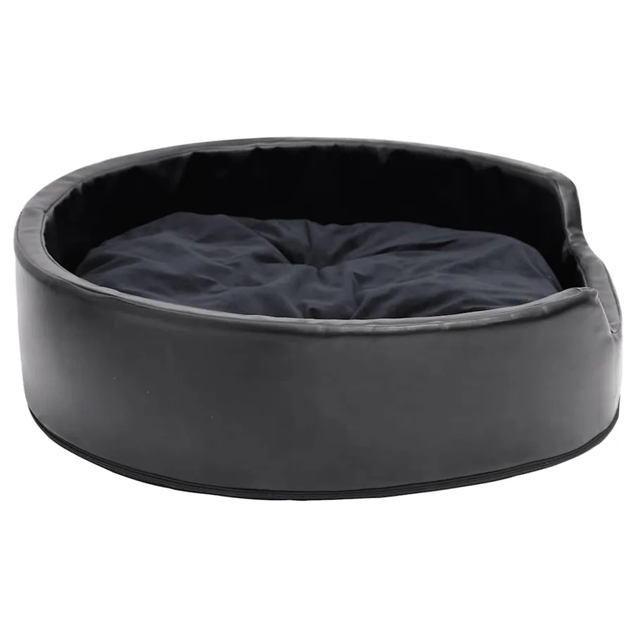 Lit pour chiens Noir 79x70x19 cm Peluche et similicuir - 4
