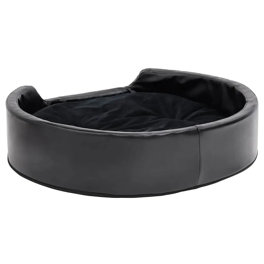 Lit pour chiens Noir 79x70x19 cm Peluche et similicuir - 5