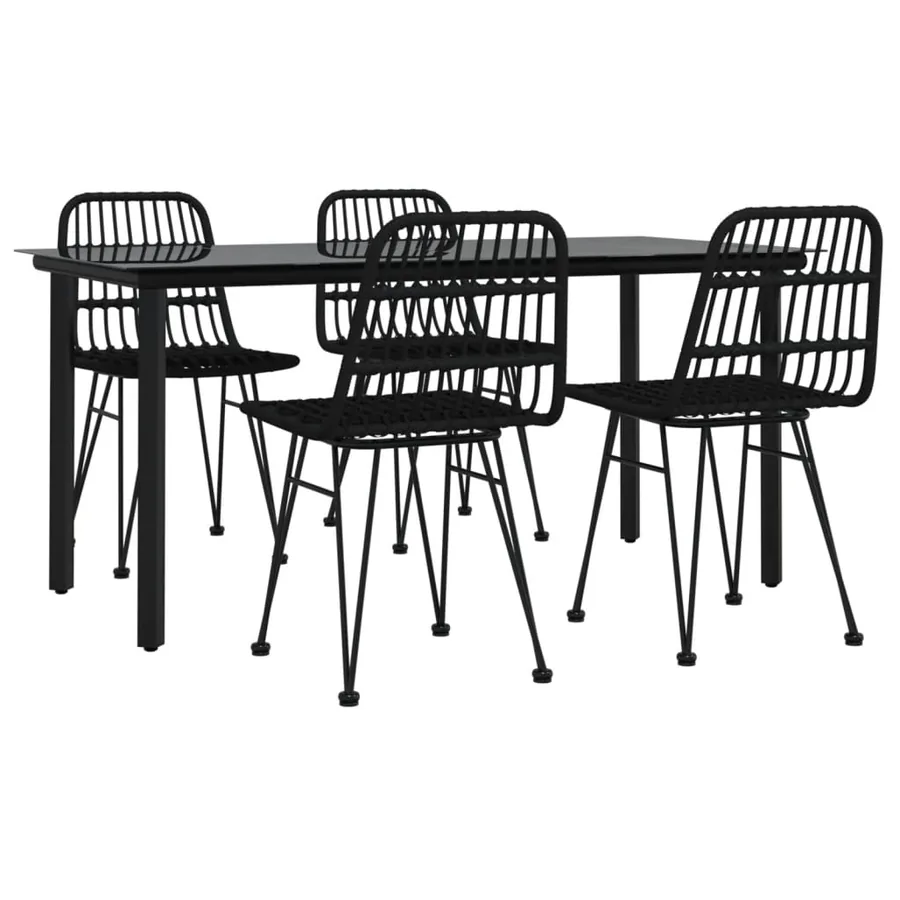 Ensemble à manger de jardin 5 pcs Noir Résine tressée - 3