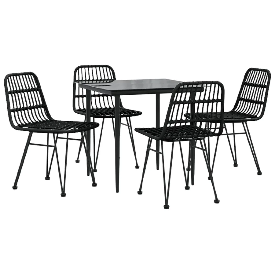Ensemble à manger de jardin 5 pcs Noir Résine tressée - 3