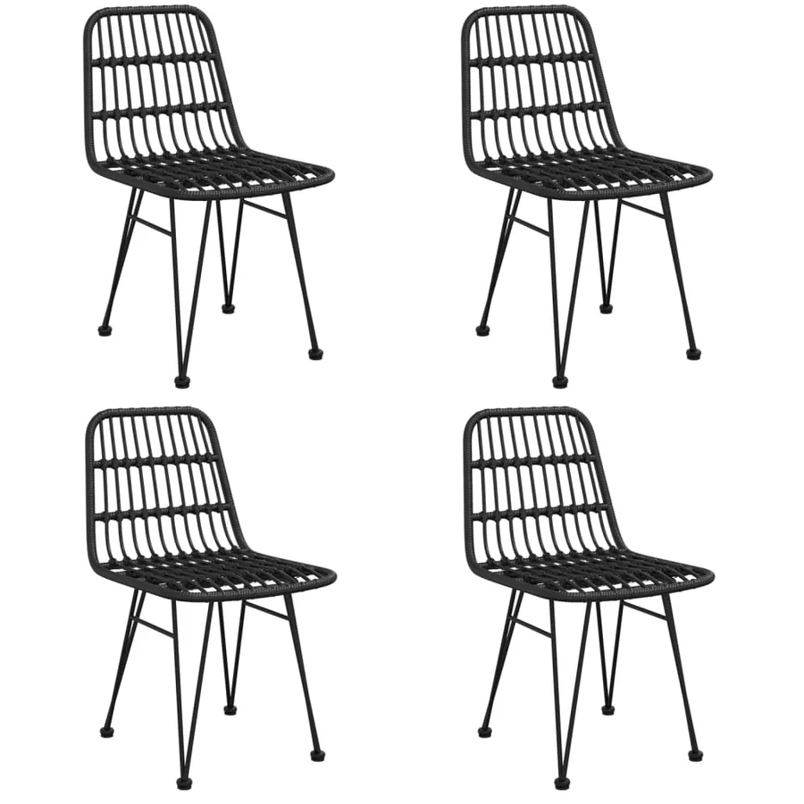 Ensemble à manger de jardin 5 pcs Noir Résine tressée - 4