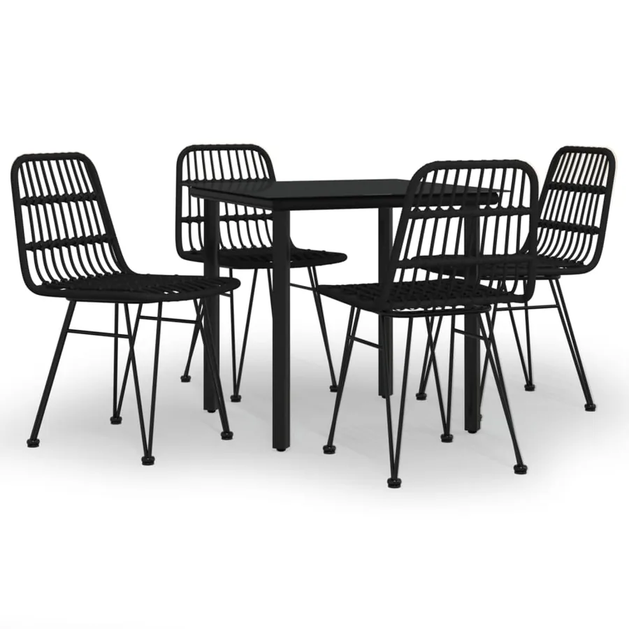 Ensemble à manger de jardin 5 pcs Noir Résine tressée - 2