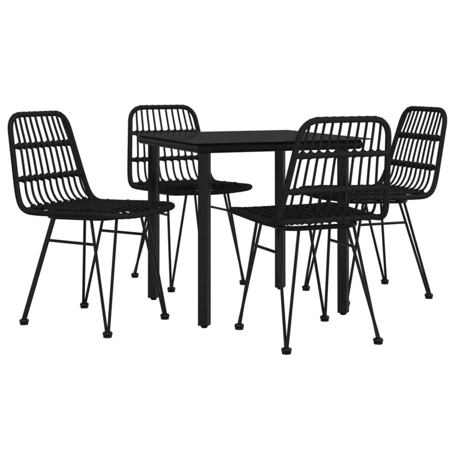Ensemble à manger de jardin 5 pcs Noir Résine tressée - 3