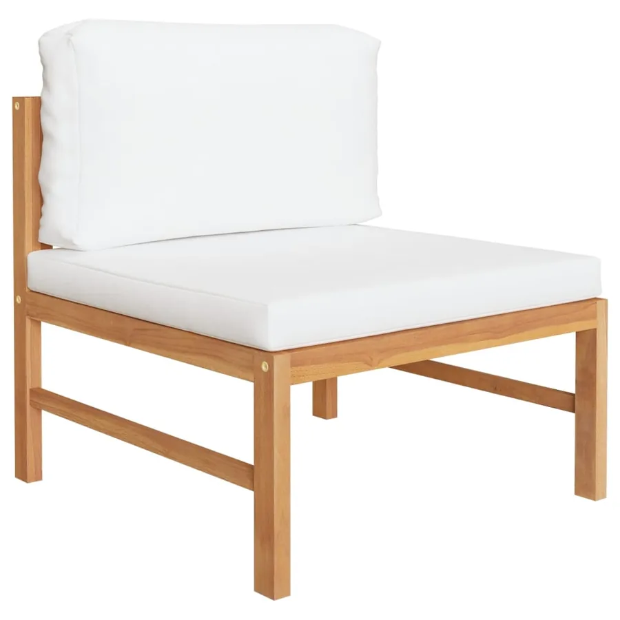 Salon de jardin 2 pcs avec coussins crème Bois de teck - 2