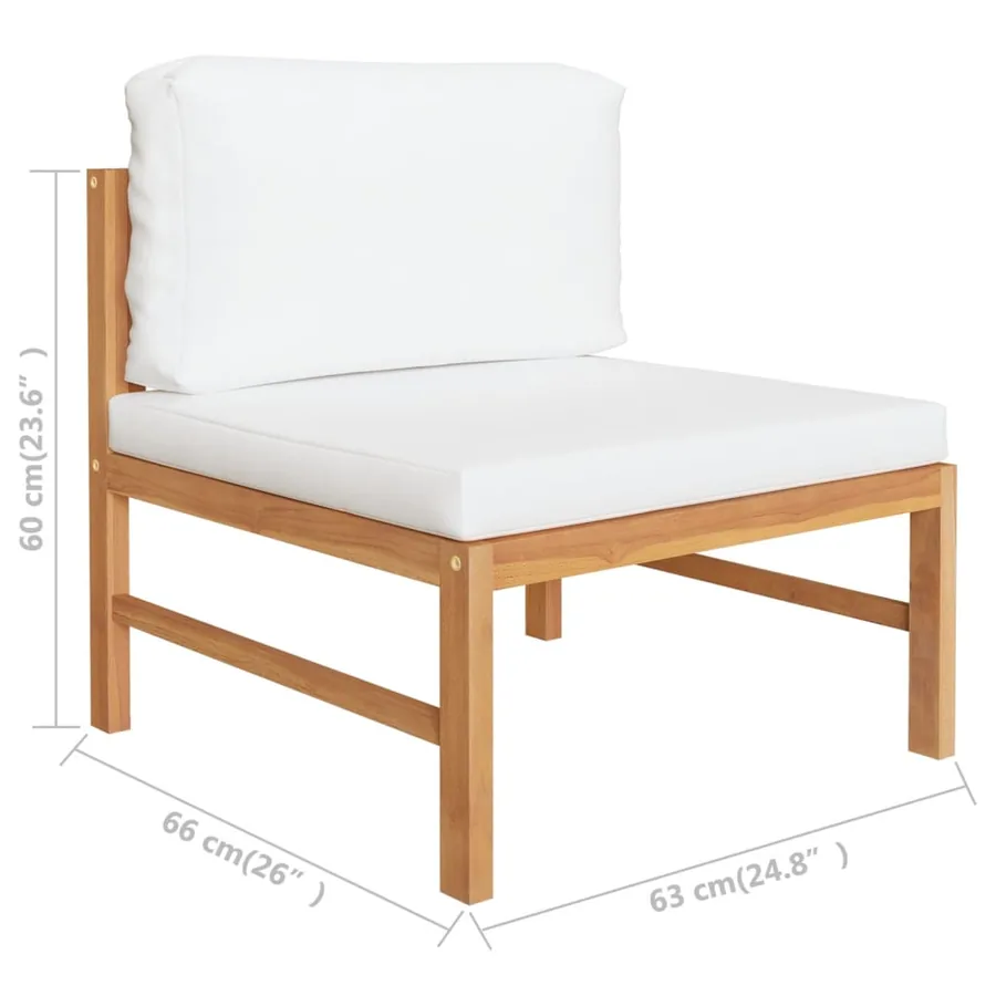 Salon de jardin 2 pcs avec coussins crème Bois de teck - 6