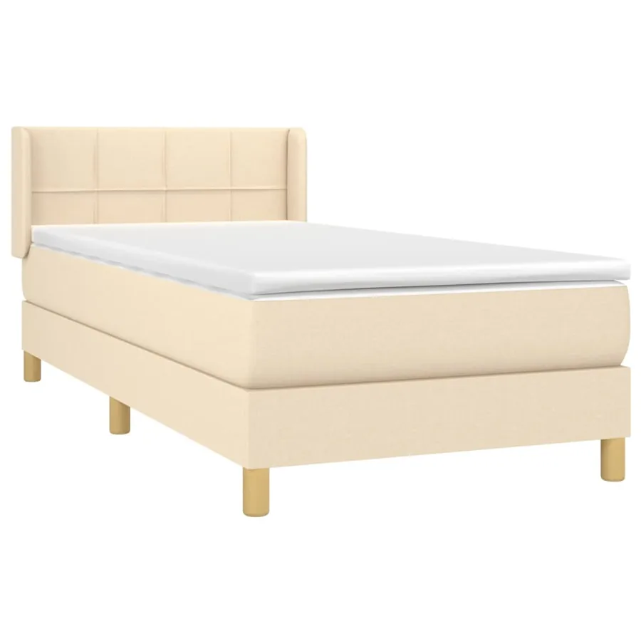 Sommier à lattes de lit et matelas Crème 90x190 cm Tissu - 3