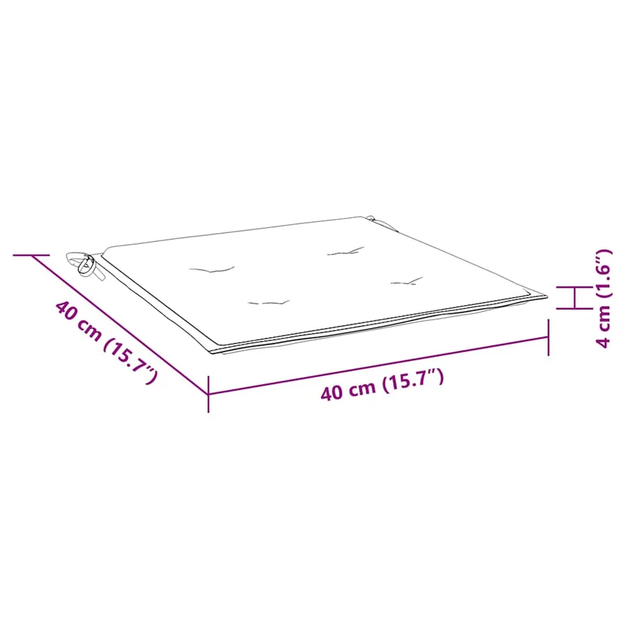 Coussins de chaise de jardin lot de 6 40x40x4 cm tissu - 9
