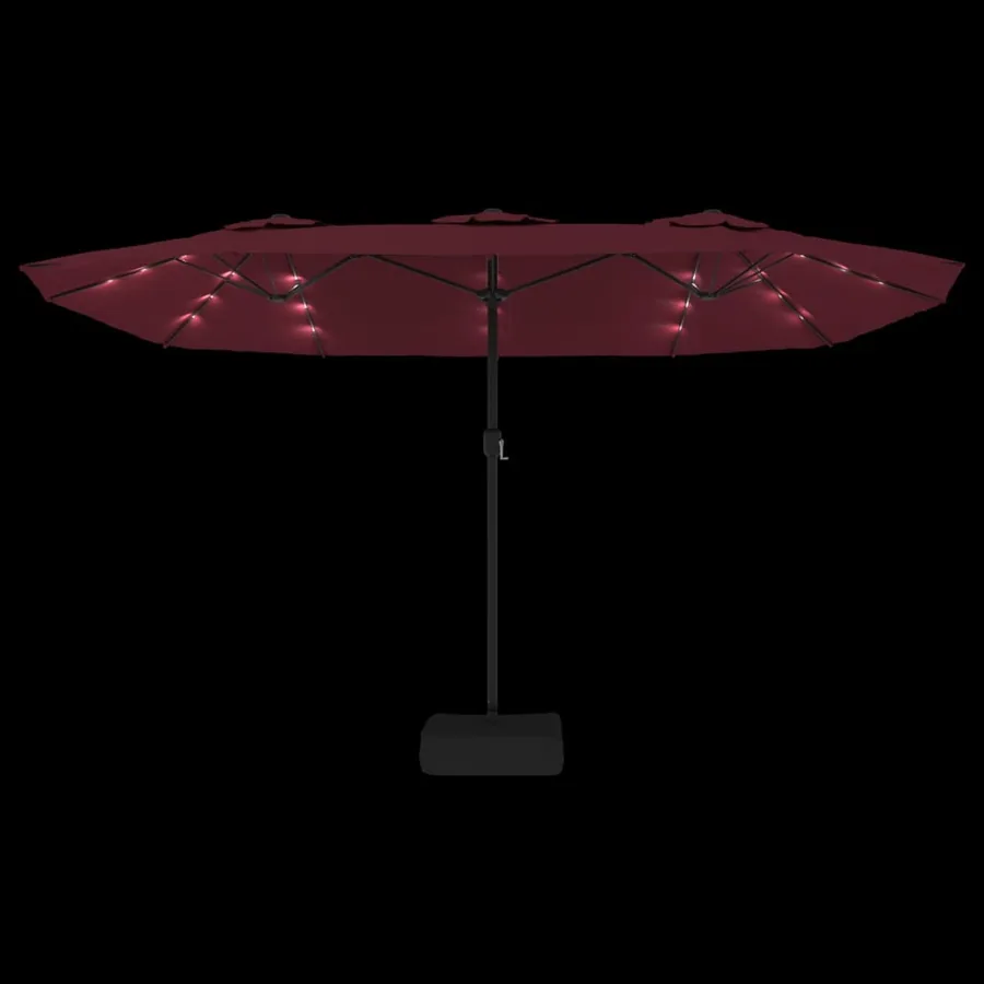 Parasol de jardin à double tête avec LED rouge bordeaux - 6