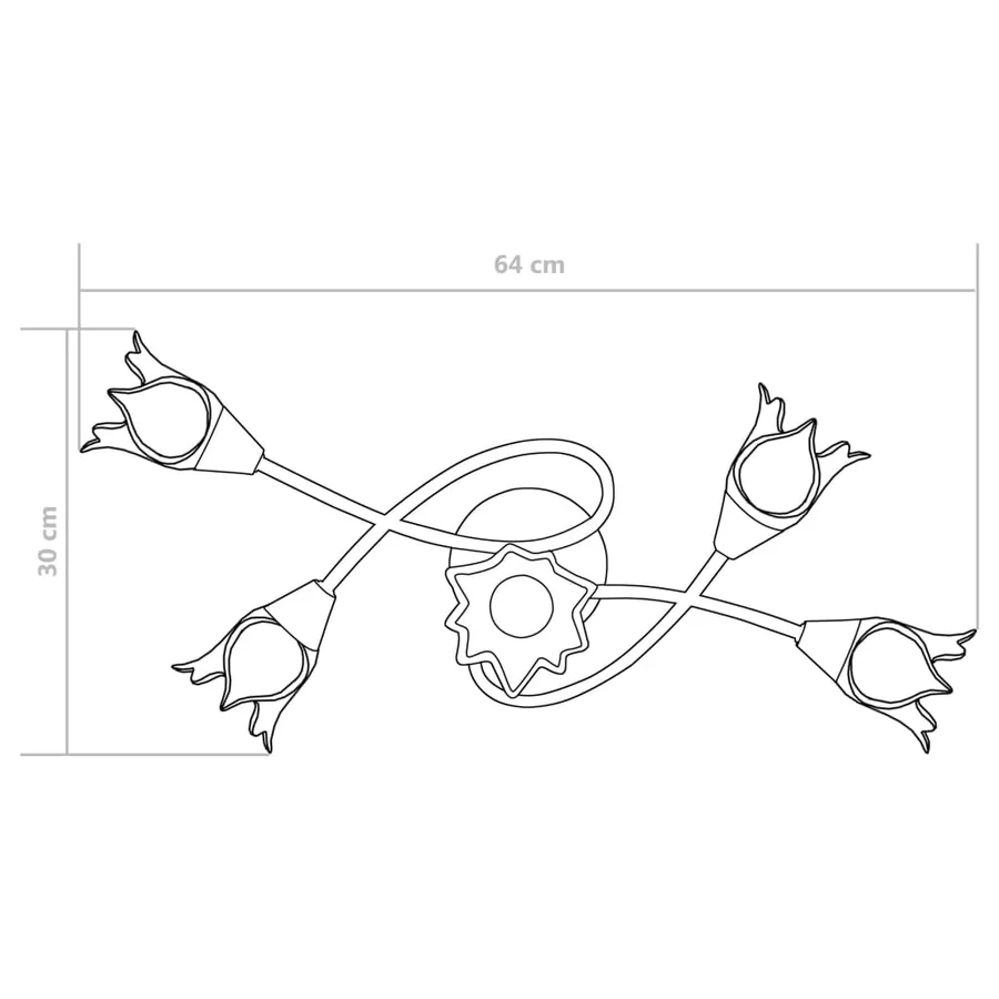 Plafonnier et abat-jour verre transparent 5 ampoules E14 Tulipe - 9