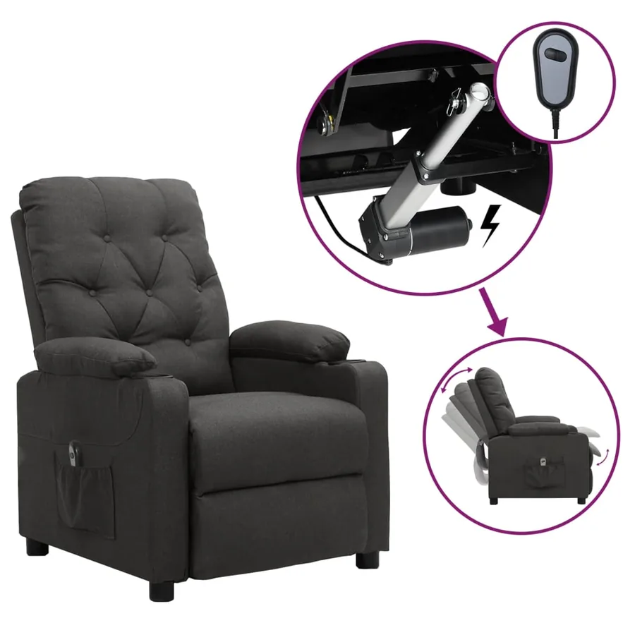 Fauteuil inclinable électrique Gris foncé Tissu