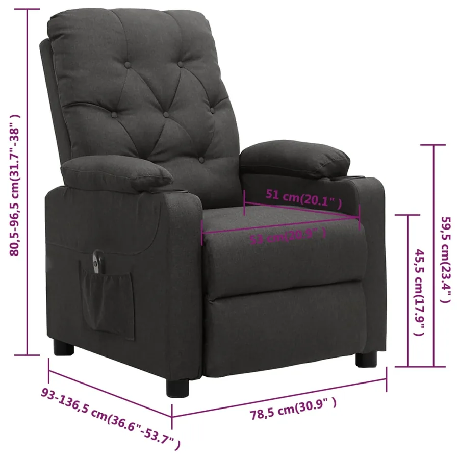 Fauteuil inclinable électrique Gris foncé Tissu - 11