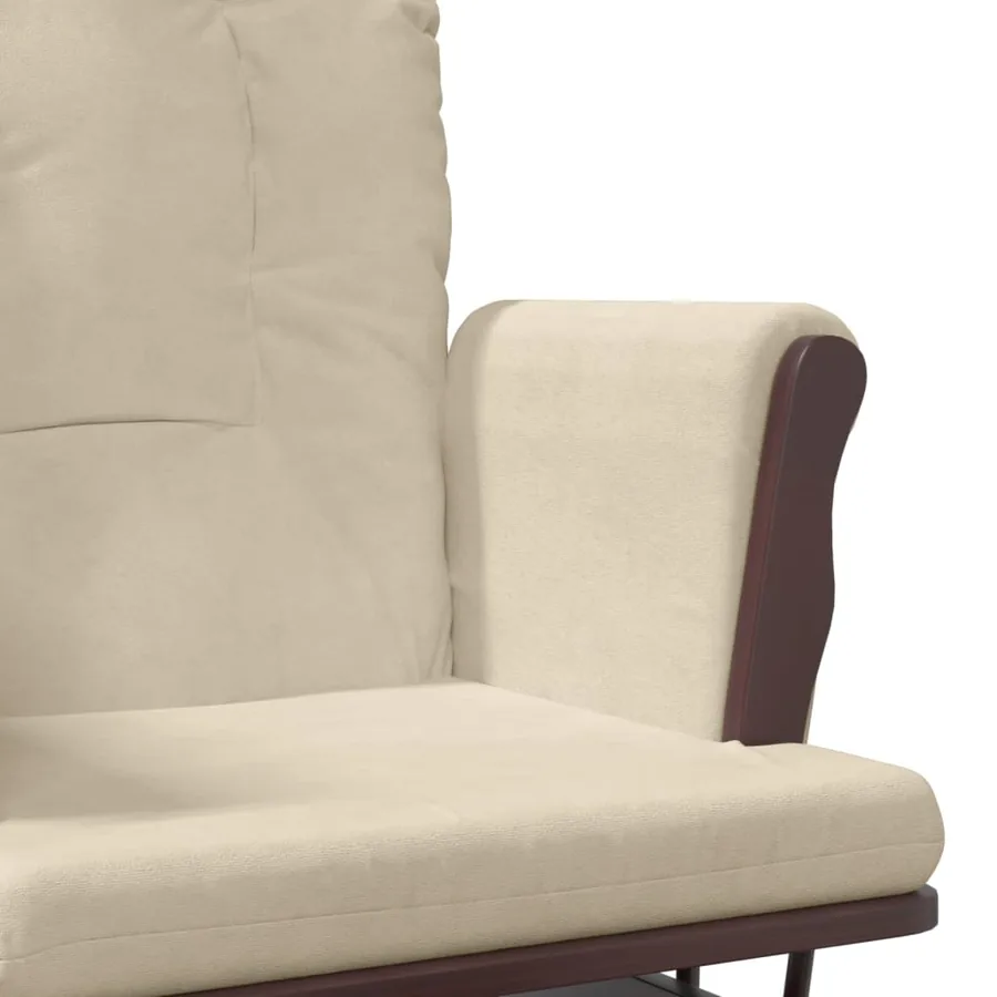 Chaise berçante avec repose-pied Blanc crème Tissu - 8