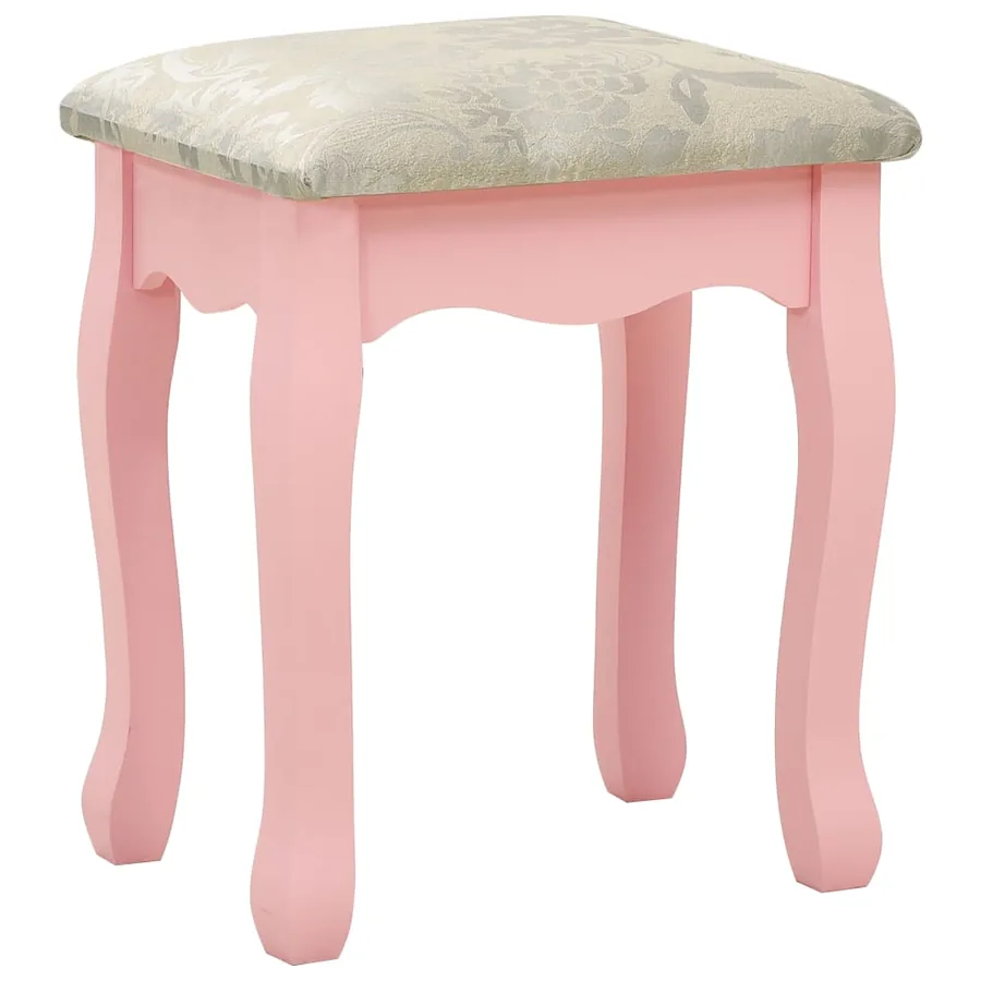 Coiffeuse avec tabouret et miroir pliable en 3 Rose - 10
