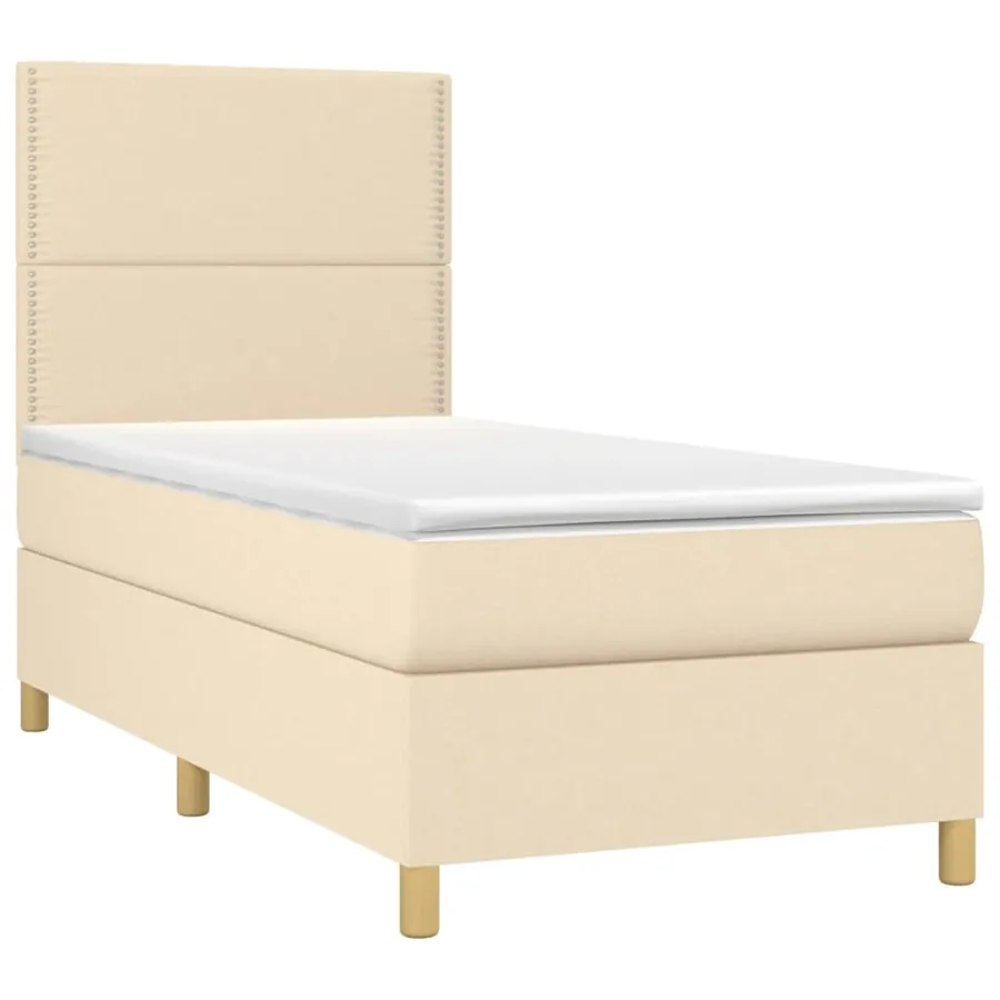 Sommier à lattes de lit et matelas Crème 90x190 cm Tissu - 3