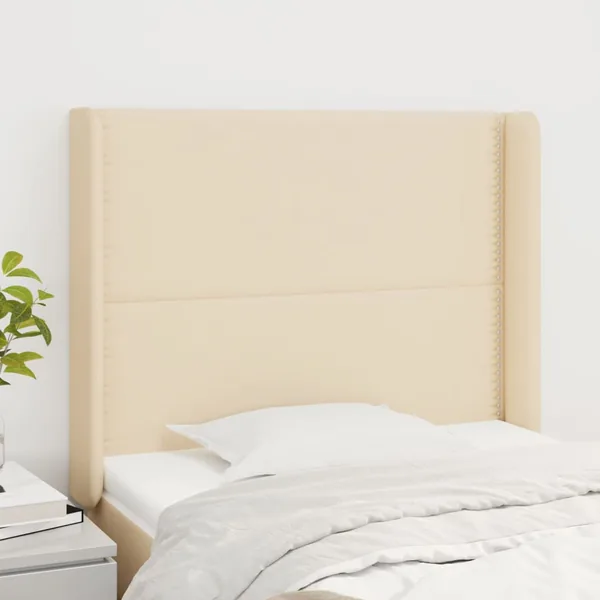 Tête de lit avec oreilles Crème 93x16x118/128 cm Tissu