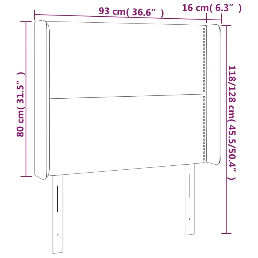 Tête de lit avec oreilles Crème 93x16x118/128 cm Tissu - 9
