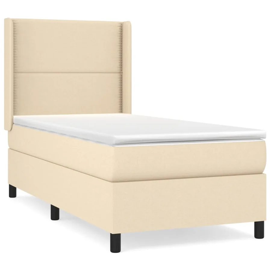 Sommier à lattes de lit avec matelas Crème 90x200 cm Tissu - 2