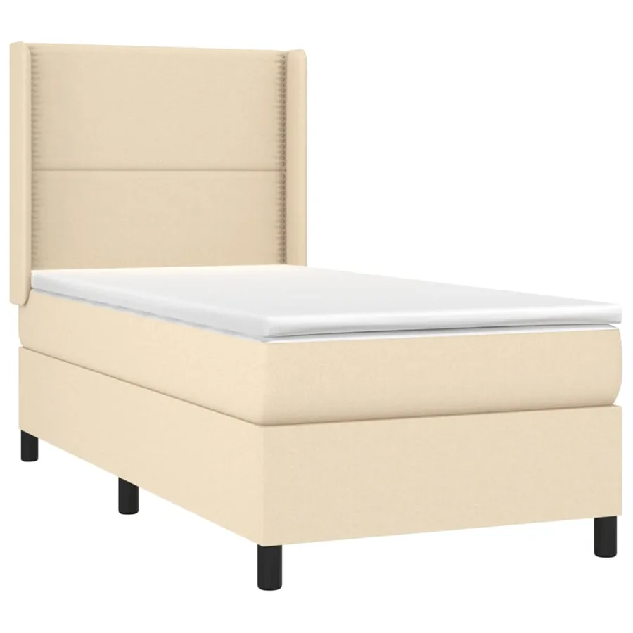 Sommier à lattes de lit avec matelas Crème 90x200 cm Tissu - 3