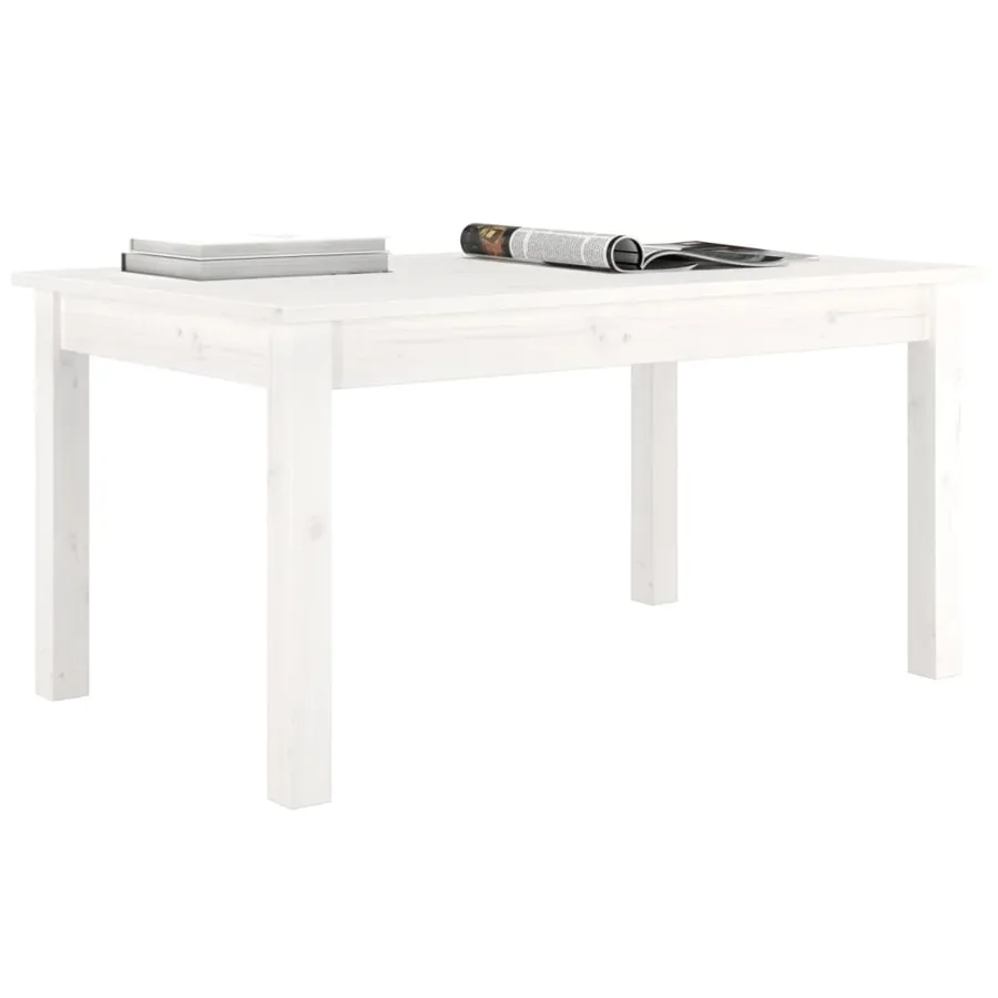Table basse Blanc 80x50x40 cm Bois massif de pin - 6