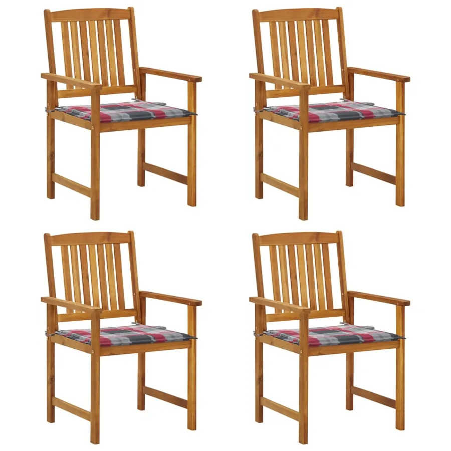 Chaises de jardin avec coussins lot de 4 Bois d'acacia massif