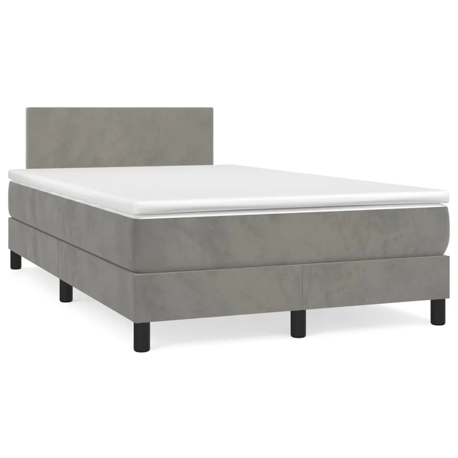 Sommier à lattes de lit et matelas Gris clair 120x200cm Velours - 2
