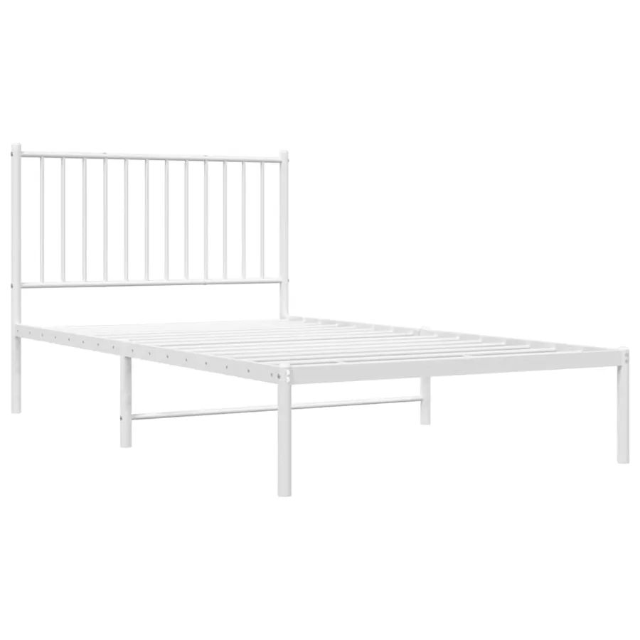 Cadre de lit métal sans matelas et tête de lit blanc 100x190 cm - 4
