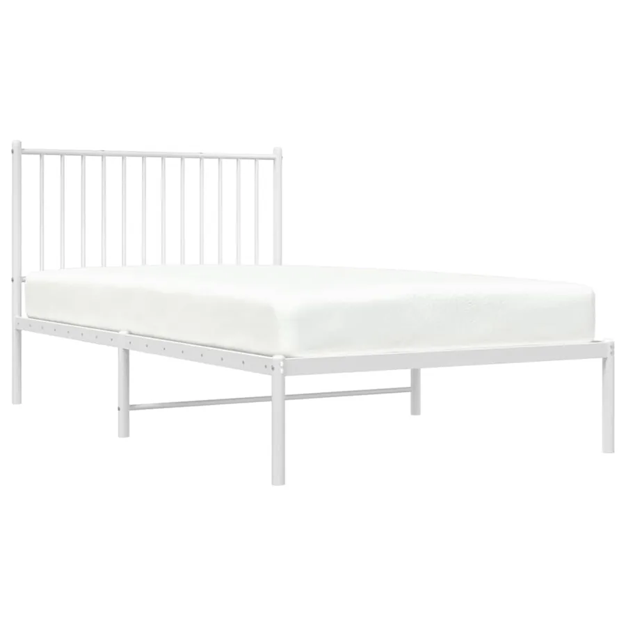 Cadre de lit métal sans matelas et tête de lit blanc 100x190 cm - 5