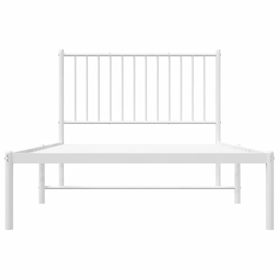 Cadre de lit métal sans matelas et tête de lit blanc 100x190 cm - 6