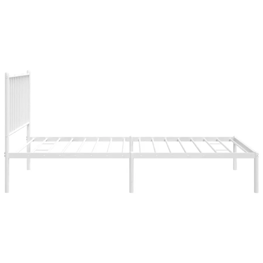 Cadre de lit métal sans matelas et tête de lit blanc 100x190 cm - 7