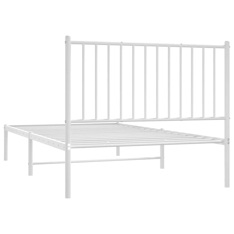 Cadre de lit métal sans matelas et tête de lit blanc 100x190 cm - 8